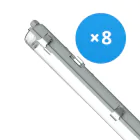 Mehrfachpackung 8x LED Feuchtraumleuchte Gehäuse V2.0 | Geeignet Für  2x120cm LED Röhre