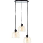 Brilliant Casto Suspension Luminaire Verre Suspension Luminaire Métal Noir Beige | 510mm - Convient pour 3x E27