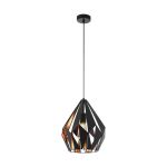 Eglo Suspension Luminaire Carlton 1 Noir, Cuivre | Convient pour E27