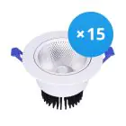 Lot 15x Spot Encastrable LED Ronde Inclinable 12W 960lm 60D - 930 Blanc Chaud | 110mm - Diamètre 90mm - UGR 
