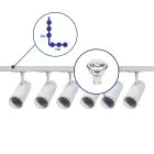 Bright Choice Ensemble complet Rail Monophasé Rail L 1 x 2 Mètre Blanc | incl. 6x Spot + GU10 2700K 3W Dimmable + Embout, Connecteur d’Alimentation et L -Connecteur