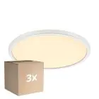 Lot 3x Nordlux Hublot LED Oja 29 Blanc 18W 1700lm - 827 Blanc Très Chaud | 3 Niveaux De Gradation Dimmable - IP20